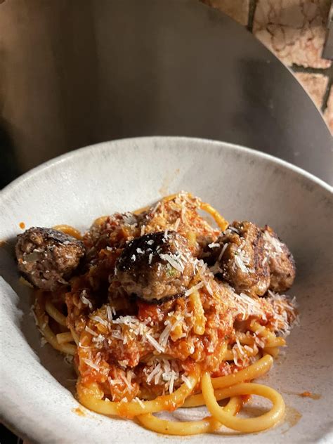 Bucatini with meatballs. : r/FoodPorn