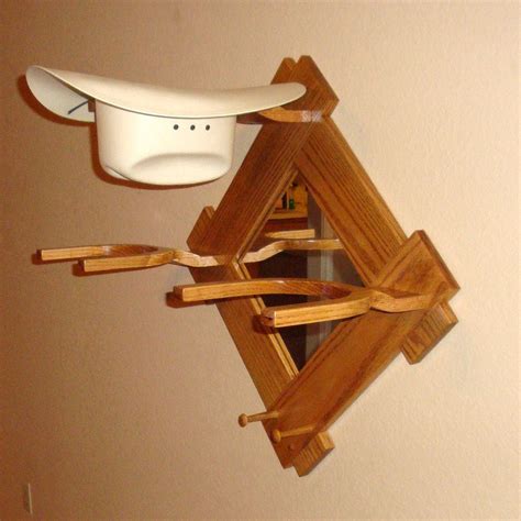 Oak Cowboy Western Hat Rack w/Mirror Wall Mount by Chawsra on Etsy