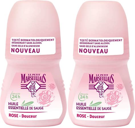 Le Petit Marseillais Déodorant Bille 24h Sauge et Rose 50 ml - Lot de 2 ...