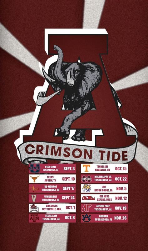 Pin on ROLL TIDE | Alabama football schedule, Alabama crimson tide ...