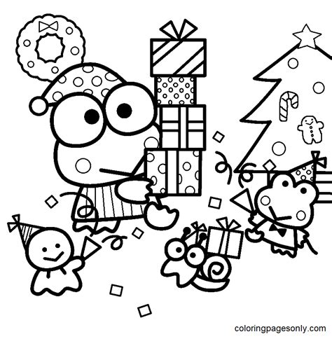 Christmas Keroppi Coloring Page - Free Printable Coloring Pages