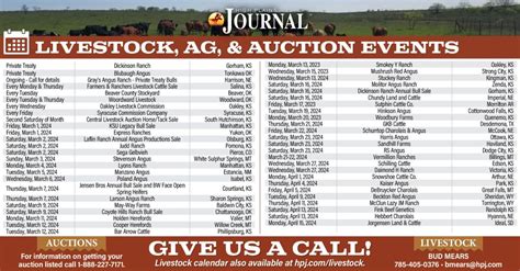 Livestock Auction Calendar March 1 2024 - High Plains Journal