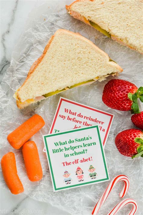 Christmas Lunch Box Jokes (Free Printable) - Wine & Glue