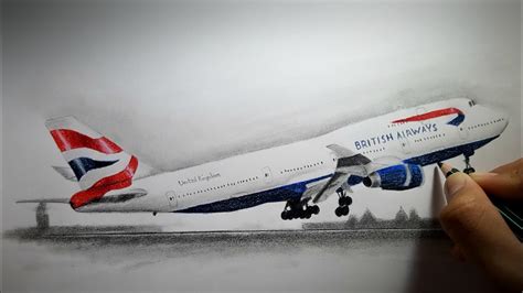 Drawing an Airplane ( British Airways B747) - YouTube