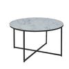 KOLINA Glass Marble Round Coffee Table 80cm - White Living Room ...