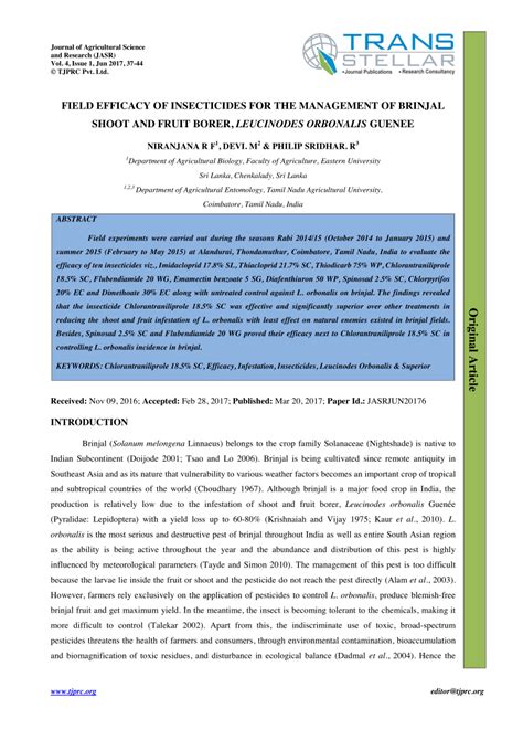 (PDF) Bio-control based management of brinjal shoot and fruit borer, Leucinodes orbonalis Guenee