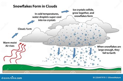 Snowflakes Form Inside Clouds Above Earth Stock Vector - Illustration ...