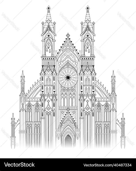 Drawing of fantasy castle gothic architectural Vector Image