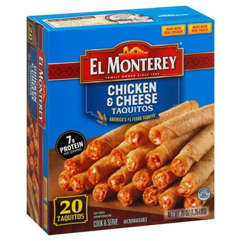 El Monterey Flour Taquitos Chicken & Cheese 20ct, 20oz - Walmart.com - Walmart.com