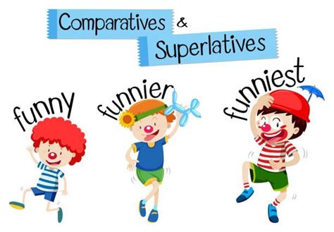 Comparatives and superlatives word for funny illustration