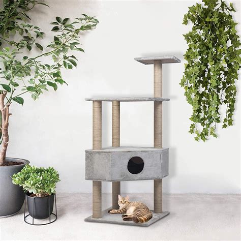 50.4" Modern Cat Tree Scratching Post - Grey