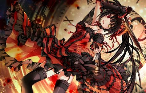 🔥 Download Wallpaper Girl Time Weapons Watch Spirit Stockings Dress by @cross89 | Anime Kurumi ...