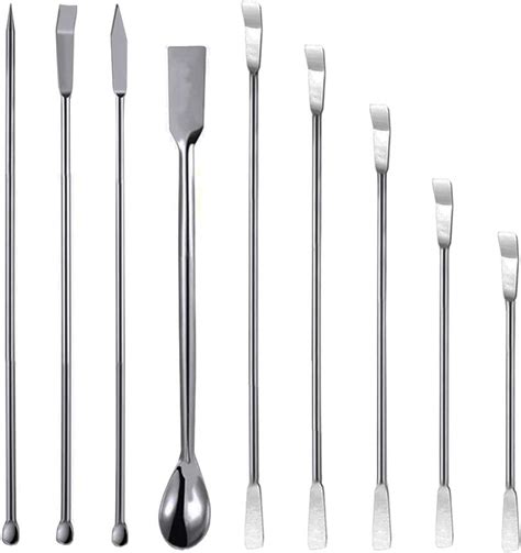 Buy 9 Pack Stainless Steel Lab Spatula,Micro Lab Spoon Laboratory Mixing Spatula Set, by Asonlye ...