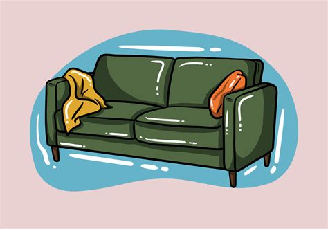 Sofa and couch colorful cartoon illustration vector. Comfortable lounge ...