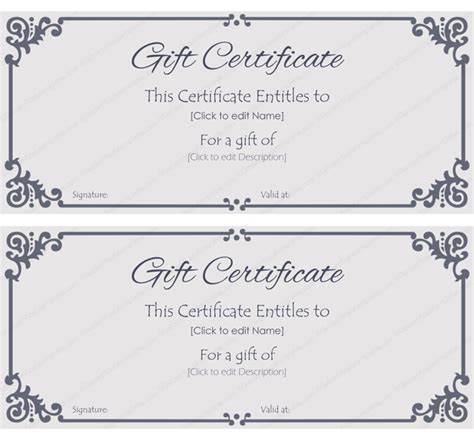 Fillable Gift Certificate Template Free Collection