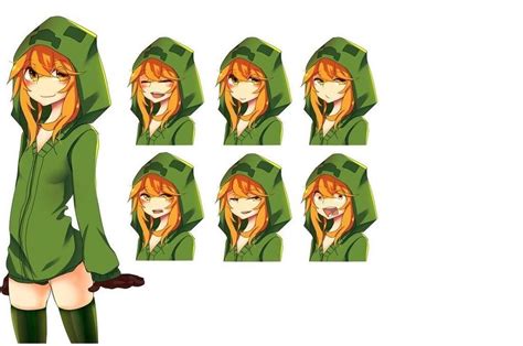 Minecraft Creeper girl Expressions. by Wisebrightboy | Minecraft anime, Minecraft, Minecraft fan art