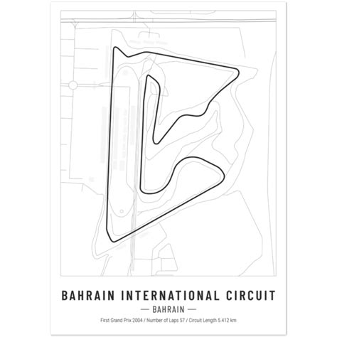 Bahrain International Circuit Poster - F1 Race Track Print - Circuitmaps