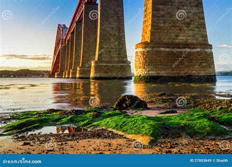 River and Sunset Over Forth Road Bridge Stock Image - Image of monument ...