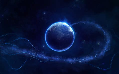 Download wallpapers Earth from space, neon lights, galaxy, blue planet, sci-fi, universe, NASA ...
