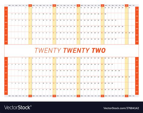 Calendar yearly planner template for 2022 Vector Image