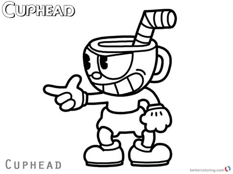 Cuphead Coloring Pages Cuphead say something - Free Printable Coloring Pages