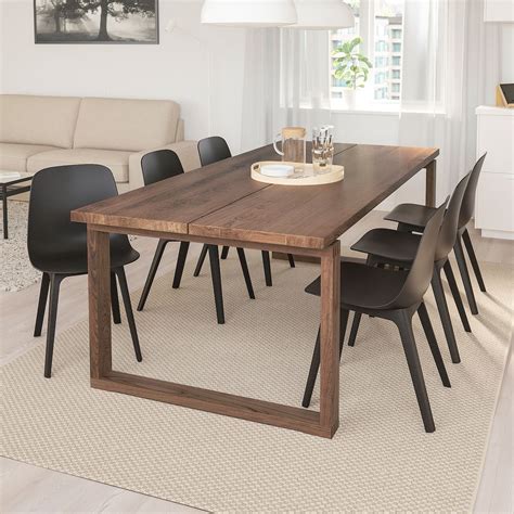 MÖRBYLÅNGA Table et 6 chaises, chêne plaqué/anthracite, 220x100 cm (865 ...