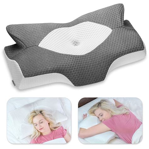 Bedding Home & Kitchen Elviros Cervical Contour Memory Foam Pillow for Neck Pain Shoulder Pain ...