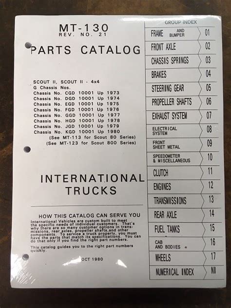 Super Scout Specialists. Factory Parts Manual for Scout II 1971-'80