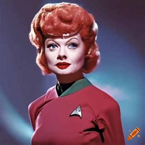 Lucille ball as a star trek commander on the uss enterprise bridge on ...