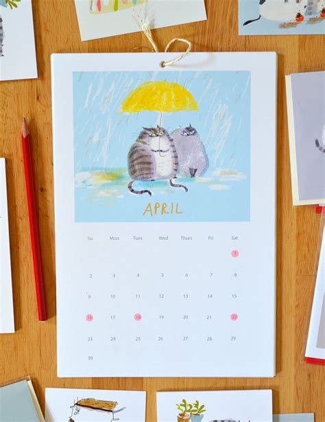 illustrated cat wall calendar | Interior Design Ideas