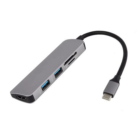 5in1 USB C HUB for MacBook Pro 2017/2018 Huawei Mate 10/20 Pro USB C to HDMI Micro SD/TF Card ...