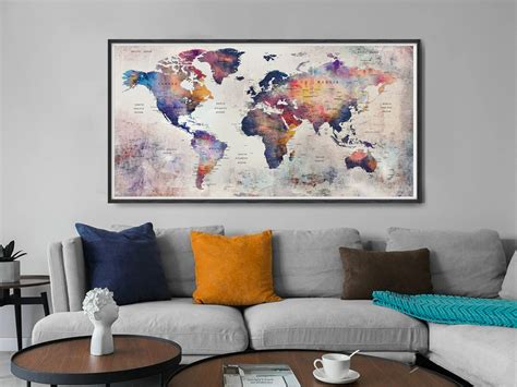 World Map Poster Watercolor Floral - Travel World Map by FineArtCenter on Dribbble