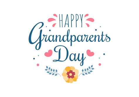 Happy Grandparents Day Cute Cartoon Illustration with Flower Decoration ...