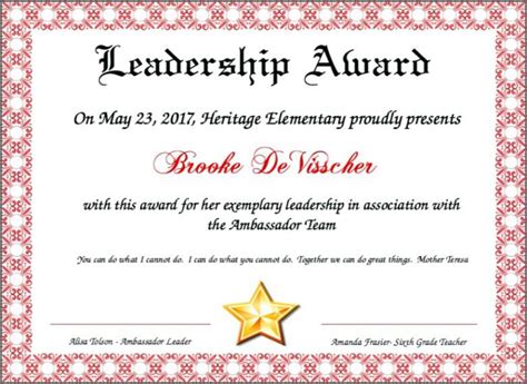 Leadership Award Certificate Template (11) - TEMPLATES EXAMPLE | TEMPLATES EXAMPLE | Awards ...