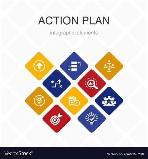 Action plan infographic 10 option color design Vector Image