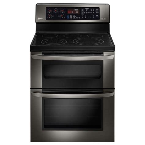 LG 6.7 Cu. Ft. Electric Double Oven Range with EasyClean in Black Stainless Steel | The Home ...