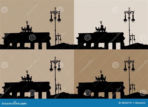 Silhouette of the Brandenburg Gate Stock Illustration - Illustration of europe, germany: 48265791