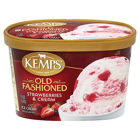 Kemps Ice Cream, Strawberries & Cream 1.5 qt | Fruit Flavors | Matherne ...