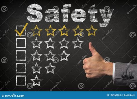 Safety Five 5 Star Rating. Thumbs Up Service Golden Rating Stars on Chalkboard Stock Image ...