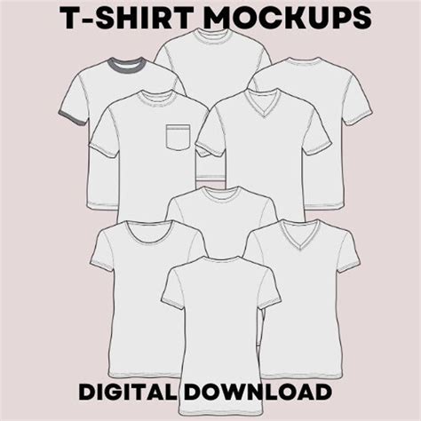 T-shirt Mockup Bundle, Vector Tshirts Mock Ups, Customizable Template ...