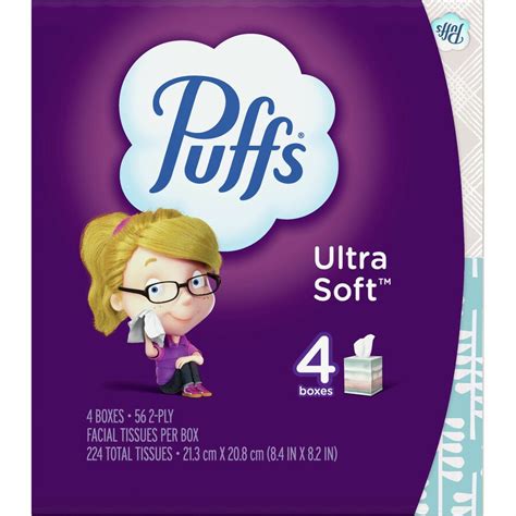 Puffs Ultra Soft/Strong Facial Tissue - 2 Ply - White - Comfortable, Extra Soft - For Home ...