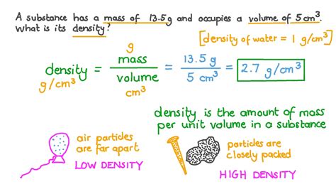 Question Video: Calculating the Density of a Substance given Its Mass and Volume | Nagwa