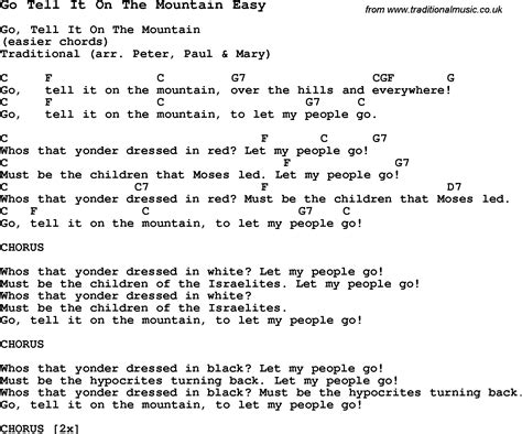 Traditional Song Go Tell It On The Mountain Easy with Chords, Tabs and ...