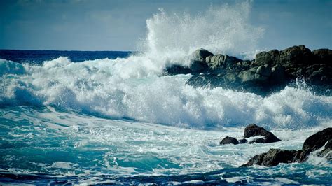 wallpaper sea, waves, splashes, stones HD : Widescreen : High Definition : Fullscreen