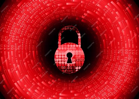 Premium Vector | A red and black lock with the word cybersecurity on it