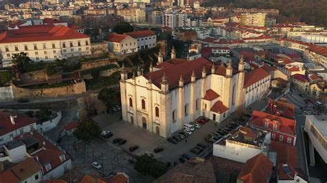 Aerial View Of Leiria Cathedral, Catholic Church In The City Center Of ...