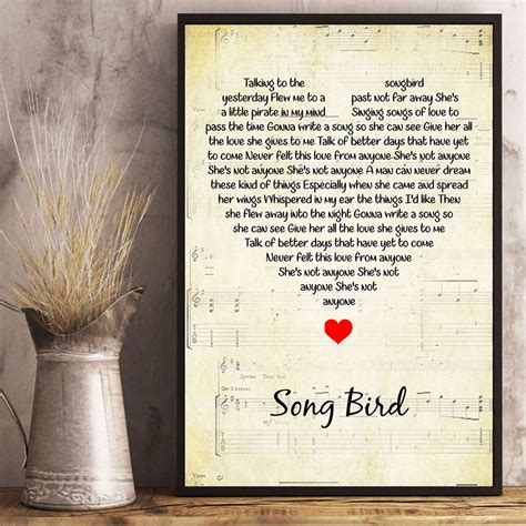 Song Bird Lyrics Song Poster Heart Shape Posters Gift | Etsy