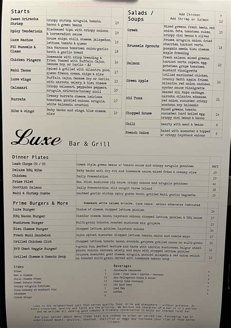 Online Menu of Luxe Bar & Grill Restaurant, Grosse Pointe Farms ...