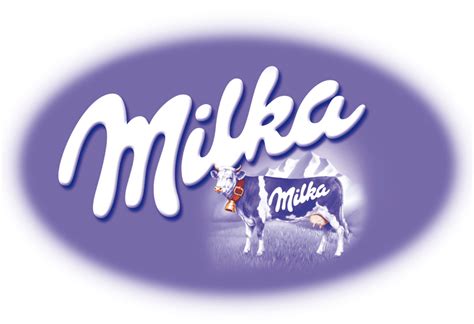 the logo for milk brand milka with a cow on it's back side