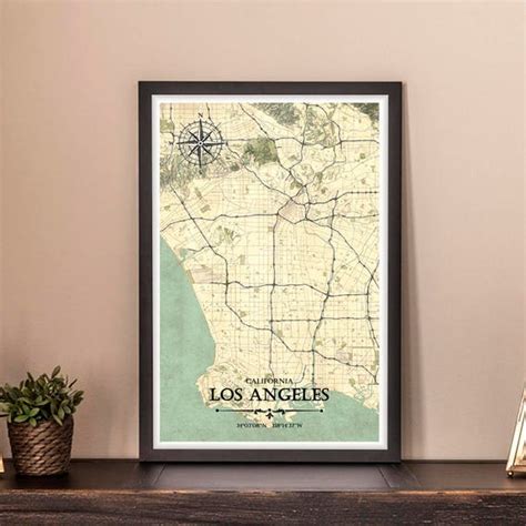 Los Angeles Vintage Map Los Angeles Vintage Print Los | Etsy